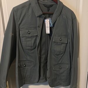 White House Black Market Green Military Field Jacket